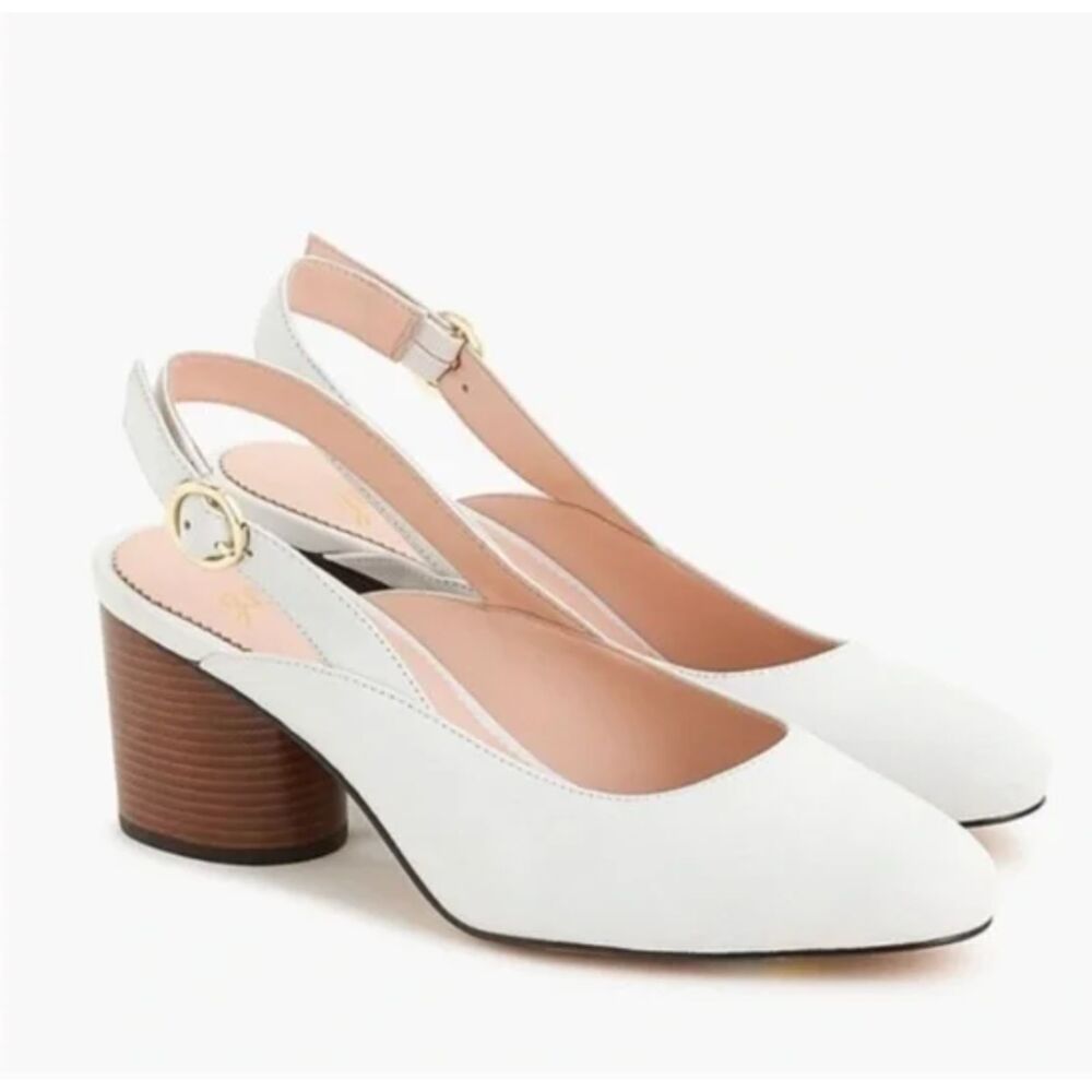 J. Crew White Slingback Heels